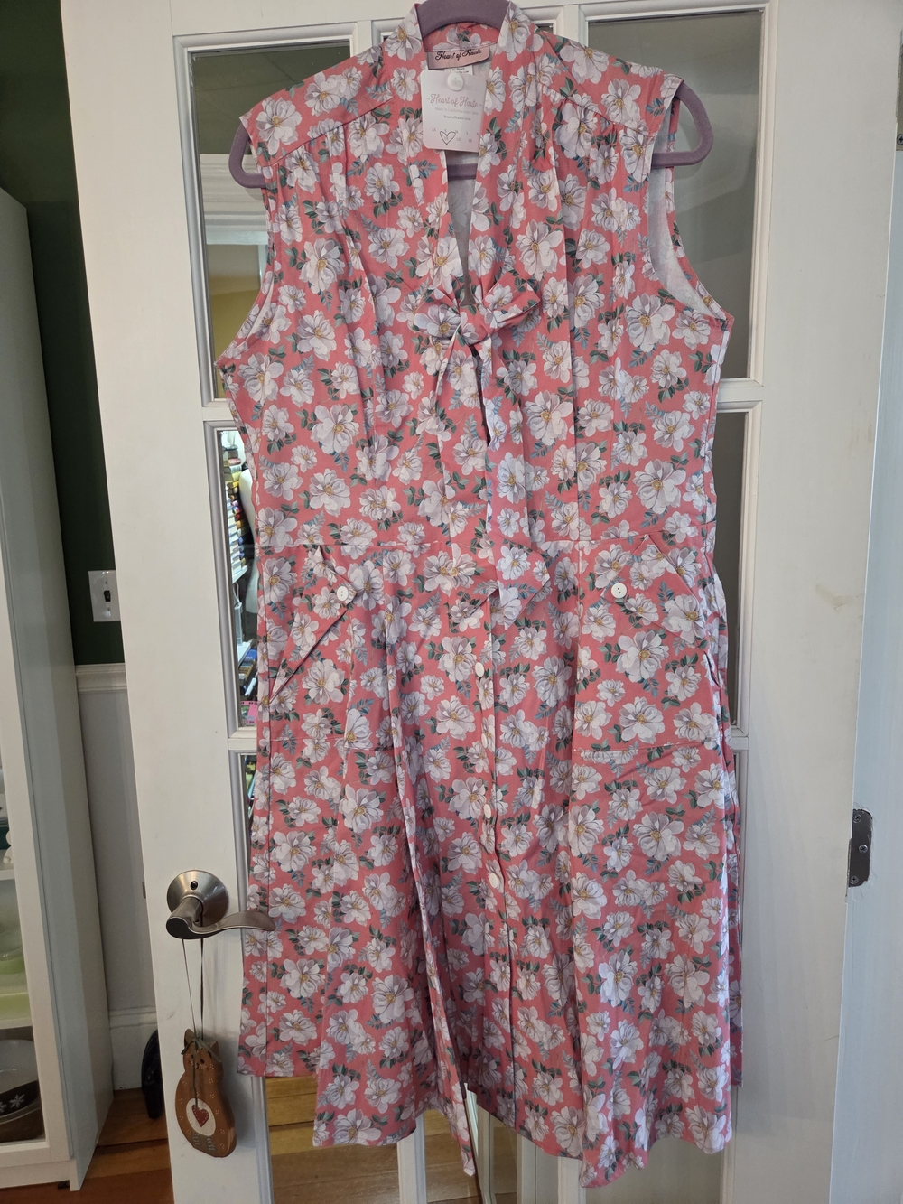 Heart Of Haute Sleeveless Pink Floral A-Line Dress - Size 1X